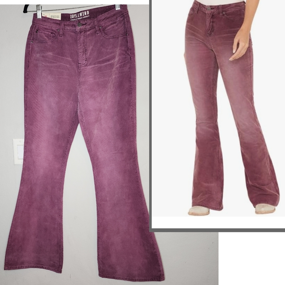 NWT Idyllwind‎ Purple Corduroy Flare Pant Gypsy Highrise Size 10